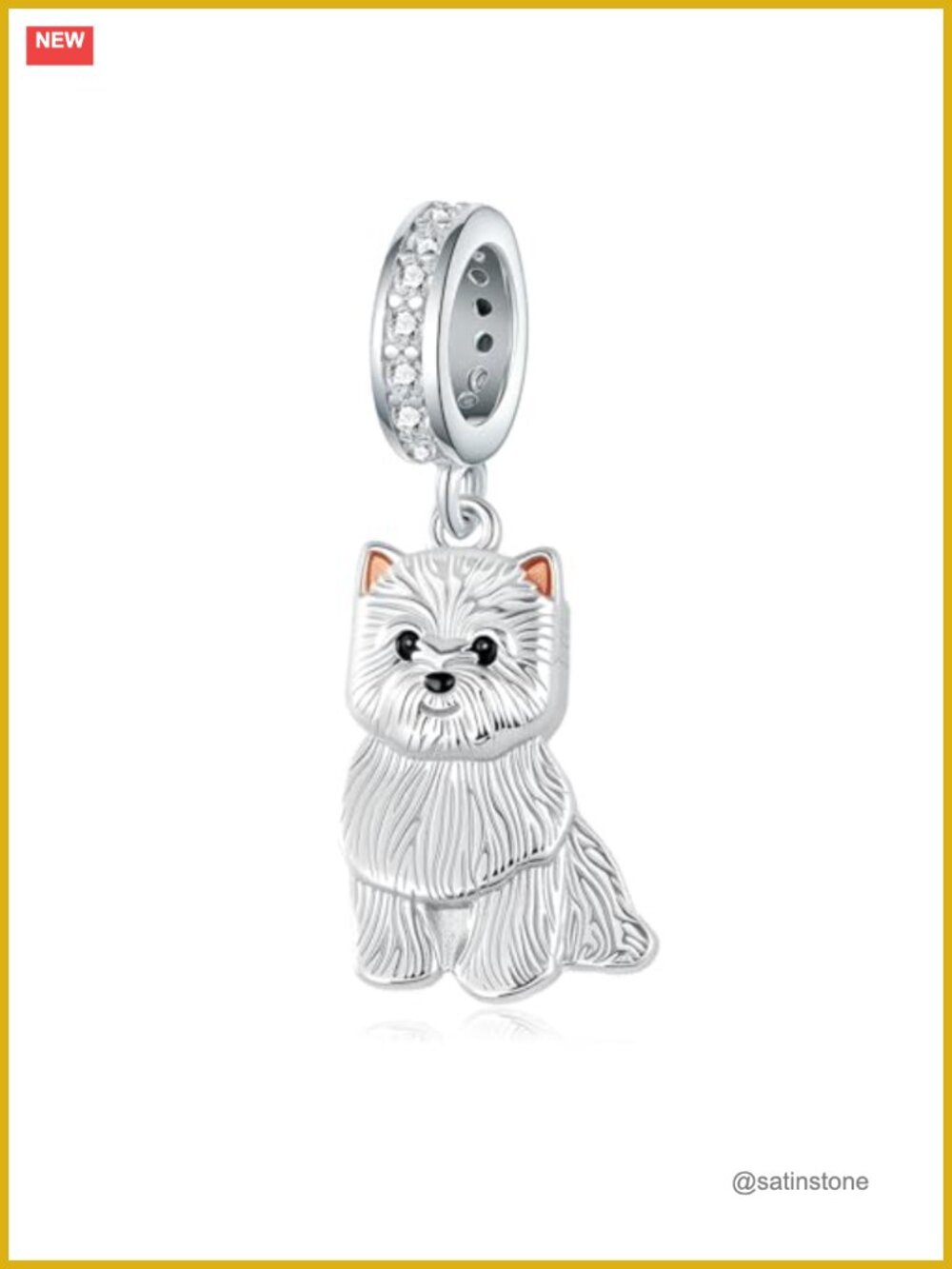 Westie Dog Charms for Bracelets 925 Sterling Silver West Highland Terrier Charm